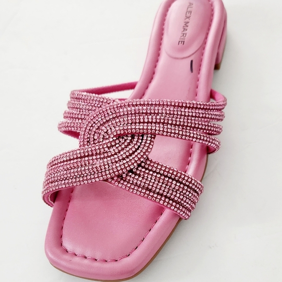 Alex Marie Freesia Twist Rhinestone Square Toe Flat Sandals Size 6 - Picture 6 of 6